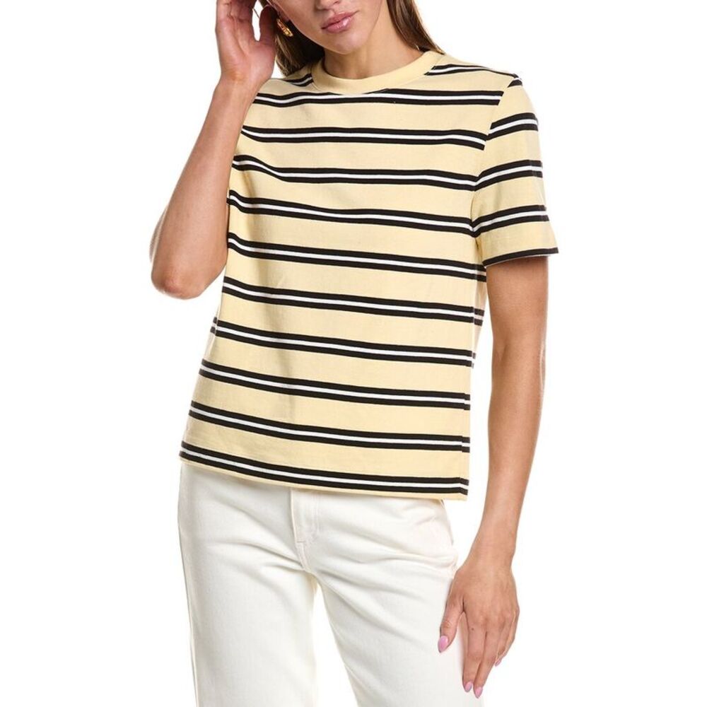 Kenneth Cole Womens  Crewneck Stripe T-Shirt, Yellow